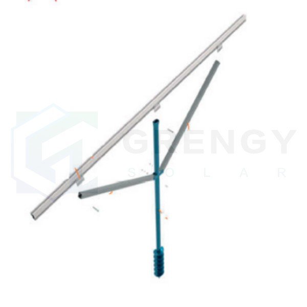 Piling Solar Bracket With Single Pole pre-assembled ground screw racking with single pole