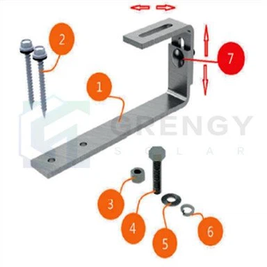 Adjustable Slate Roof Solar Hook