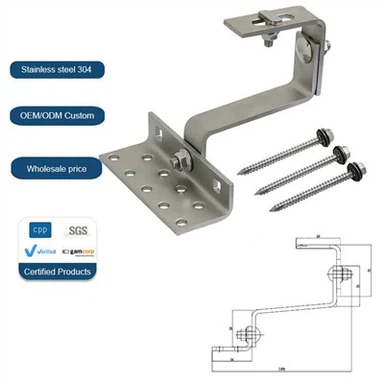 Stainless Steel Solar Panel Mounting Bracket Tile Solar Roof Hook