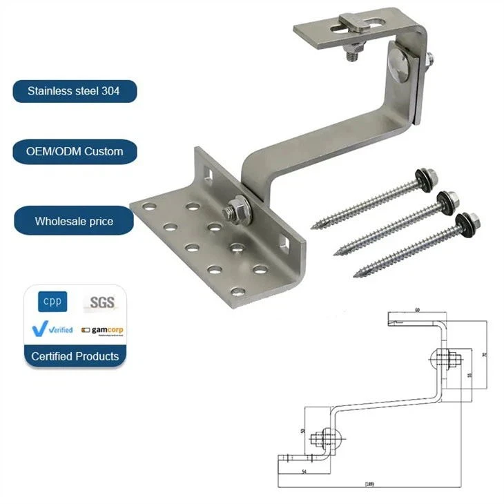 Adjustable Solar Roof Mounting Hook