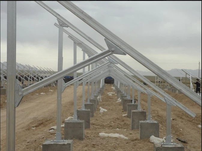 Fixed Tilt Solar Ground Mounting System With Concrete Base factory