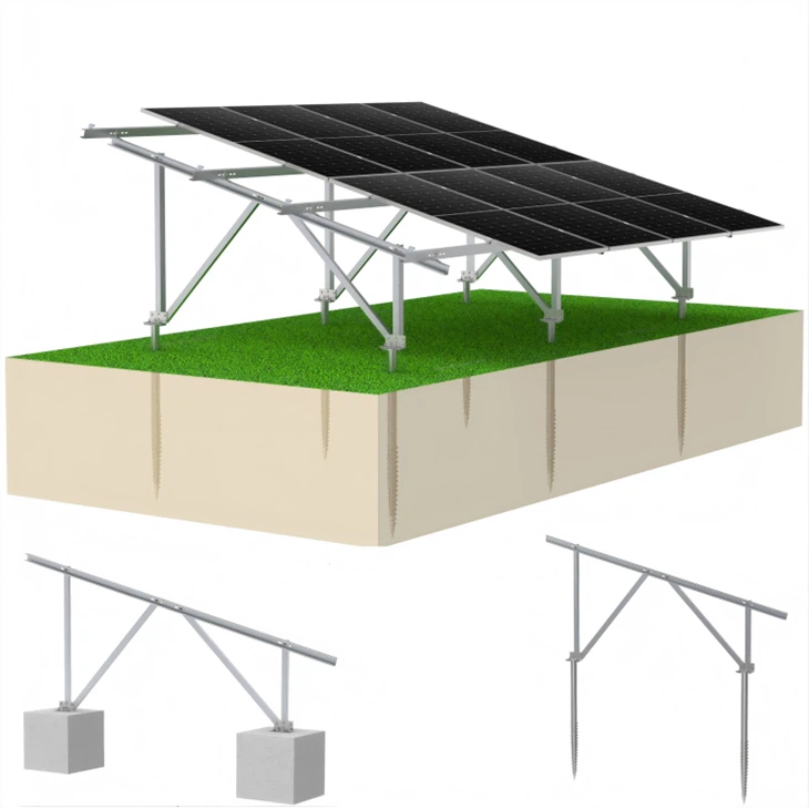 Fixed Tilt Solar Ground Mounting System With Concrete Base