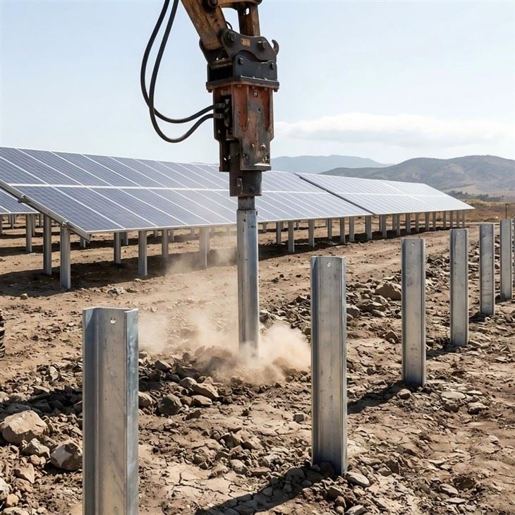 Heavy-Duty Rammed C&U Steel Piles For Solar Farm Foundations