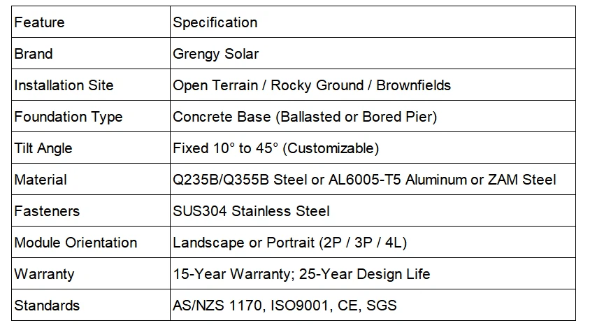 Fixed Tilt Solar Ground Mounting System with Concrete Base Fixed Tilt Solar Ground Mounting System with Concrete Base