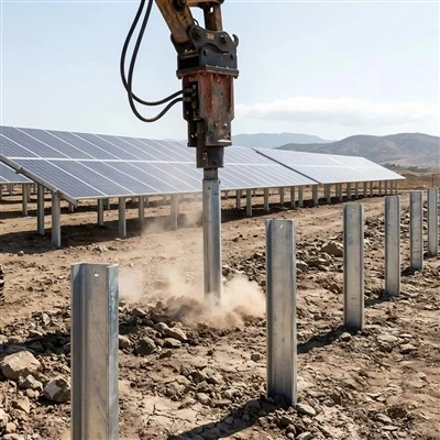 Heavy-Duty Rammed C&U Steel Piles For Solar Farm Foundations
