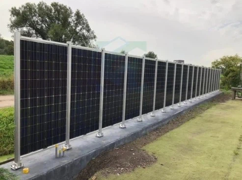 Solar Fence With Concrete Foundation